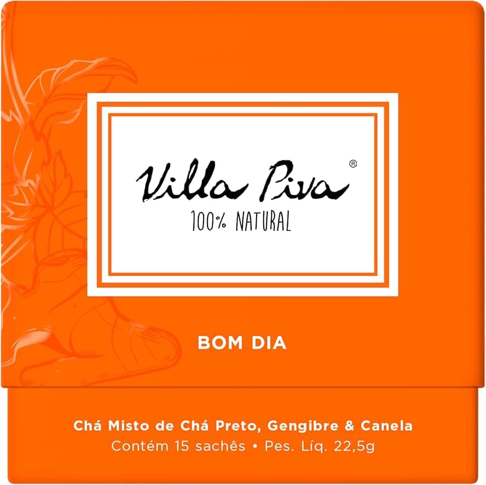 Villa Piva, Chá para infusão, Bom dia, Sabor blend de Chá Preto, Mate Tostado, Canela-do-Ceilão, Hortelã, Gengibre & Alecrim, 15 saches