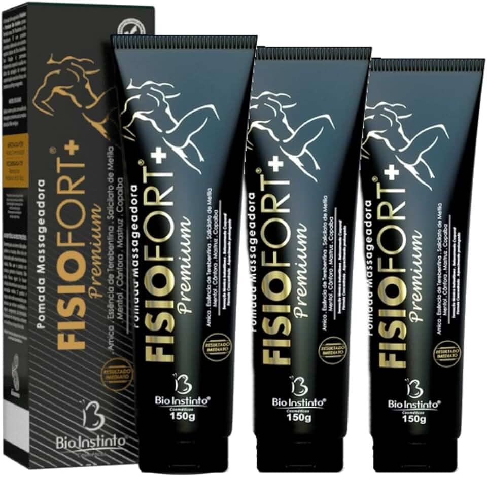 Kit com 3 Pomada Massageadora FisioFort Premium 150g Cada
