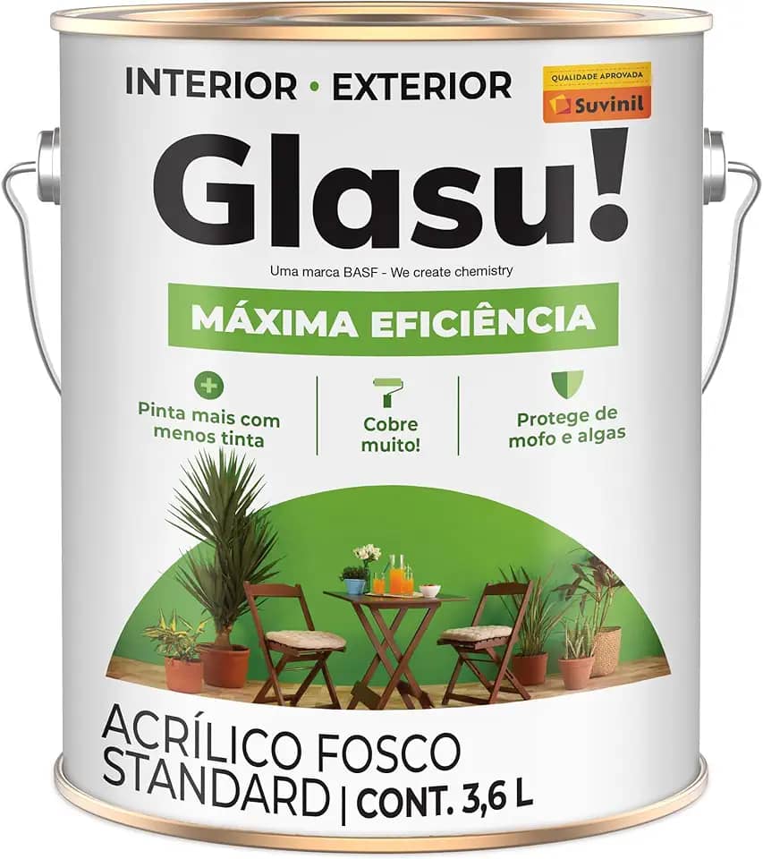 Tinta Acrílica Fosco Máxima Eficiência Oceano 3,6L Glasu!