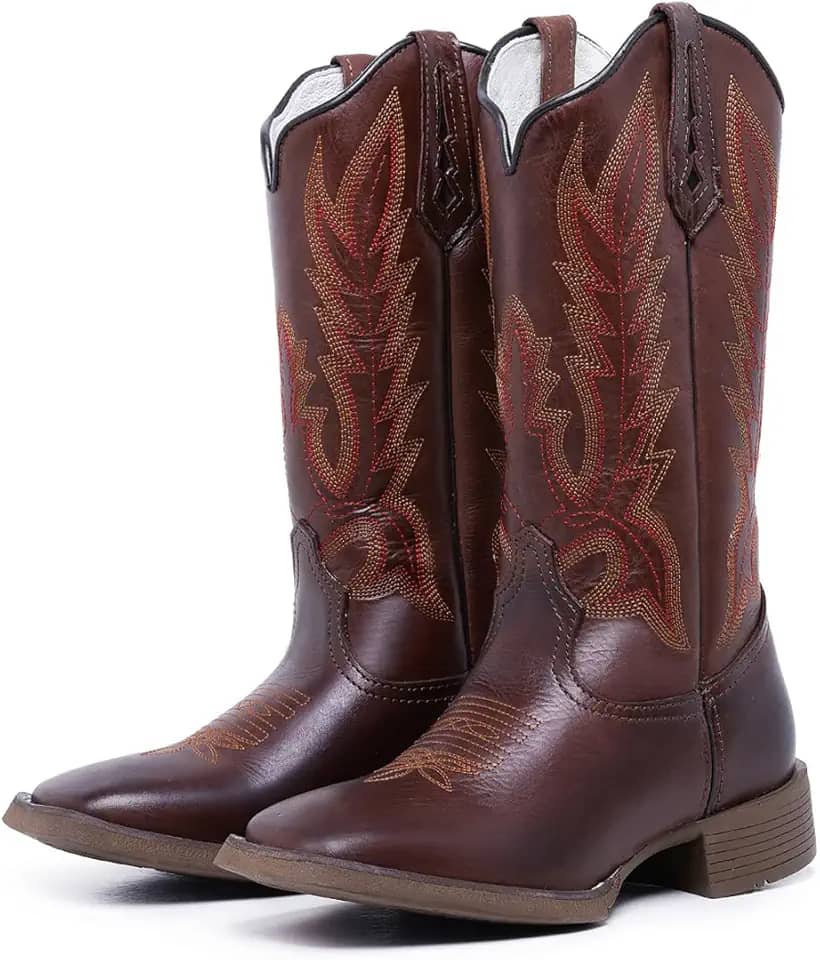 Bota Texana Country Cano Alto Couro Legítimo Premium Bico Quadrado
