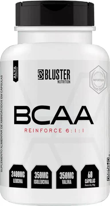 Bluster Nutrition, BCAA 6:1:1, Aminoácidos essenciais, Reinforce, em cápsula, Sem sabor, 60 cápsulas