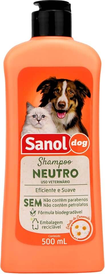 Sanol Dog Shampoo De Pêlos Para Cães E Gatos Neutro 500 Ml Laranja