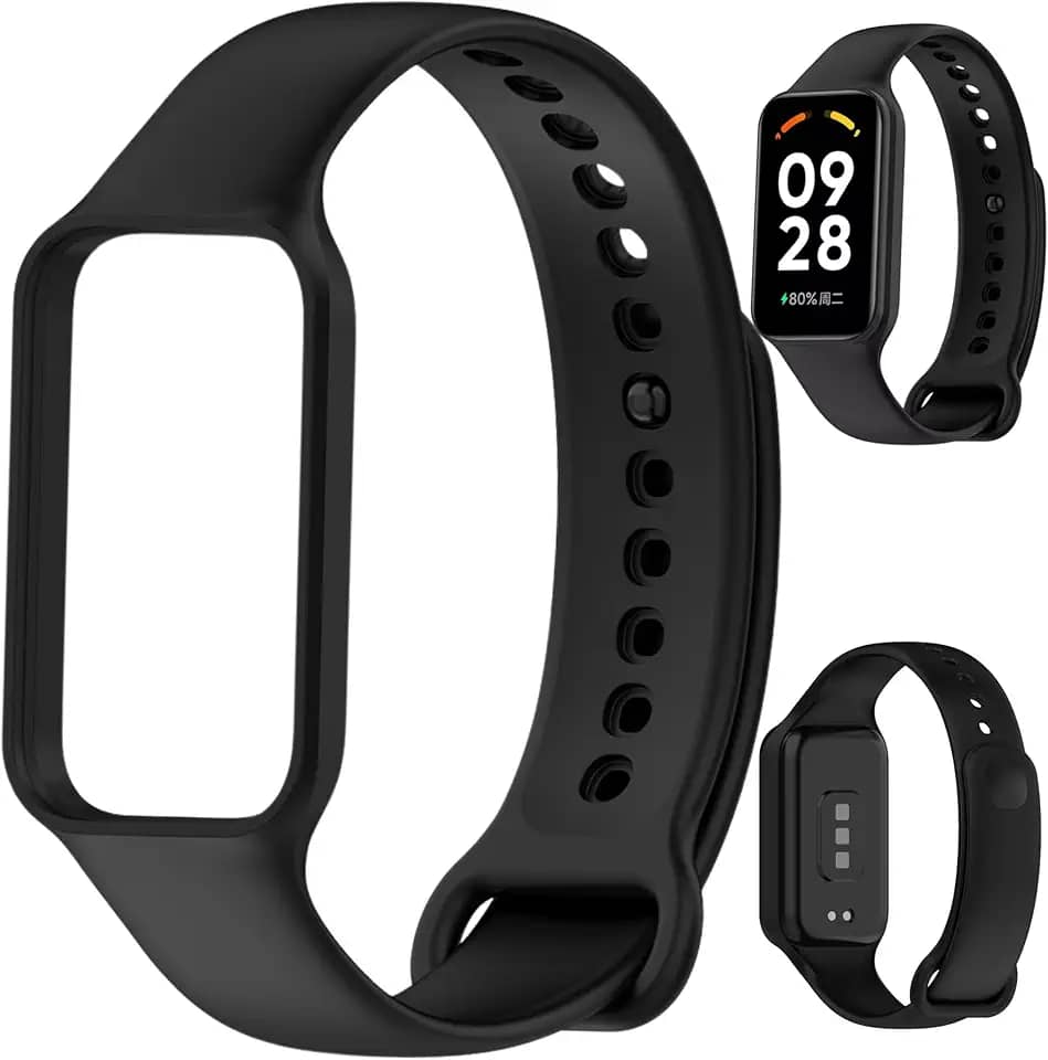 Pulseira para MI Band 8 Active Preto Bracelete em Silicone TPU Regulavel Macia Confortavel e Regulagem para Vários Tamanhos