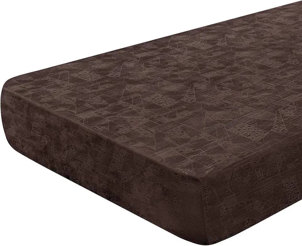 SearchI Capas de almofada de sofá de couro sintético de substituição reversível, capa de assento de sofá, protetor de móveis, capa macia com fundo elástico (grande, marrom poliuretano)