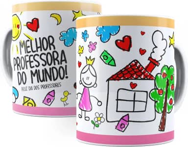 Caneca A Melhor Professora Do Mundo 325 Ml De Porcelana