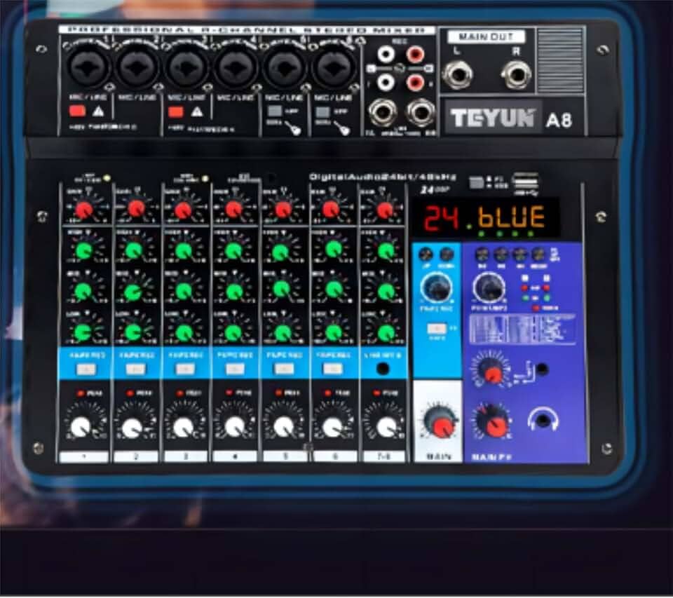 8 6 4 3 2 Canais Mesa De Som Profissional Portátil Mixers Som Mixagem Console Entrada do Computador 48V Número de Potência Transmissão ao vivo a4 a6 a8 novo (mesa de som 8 canal) loopback para DJ