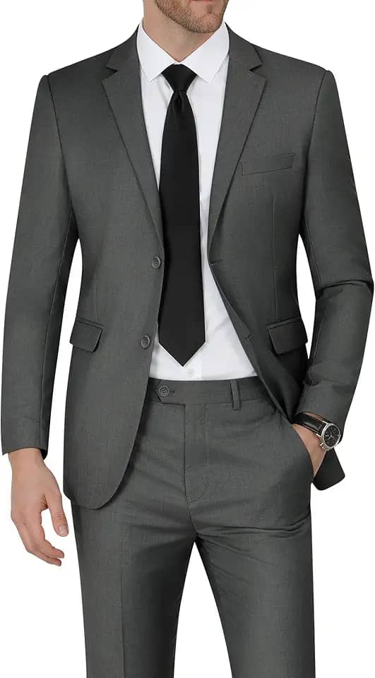 Conjunto de 2 peças blazer masculino slim fit com dois botões para casamento, formatura, smoking e calça