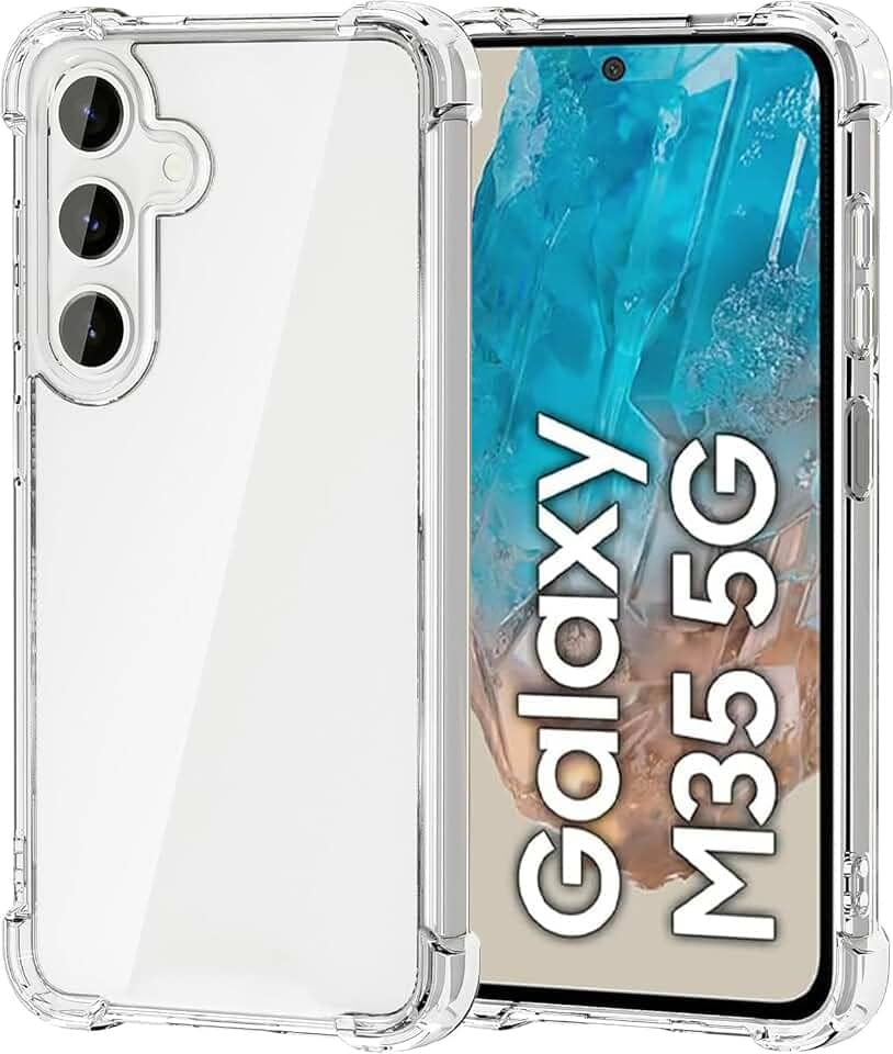 USTIYA Capa para Samsung Galaxy M35 5G TPU transparente quatro cantos capa de proteção de grau militar transparente macia