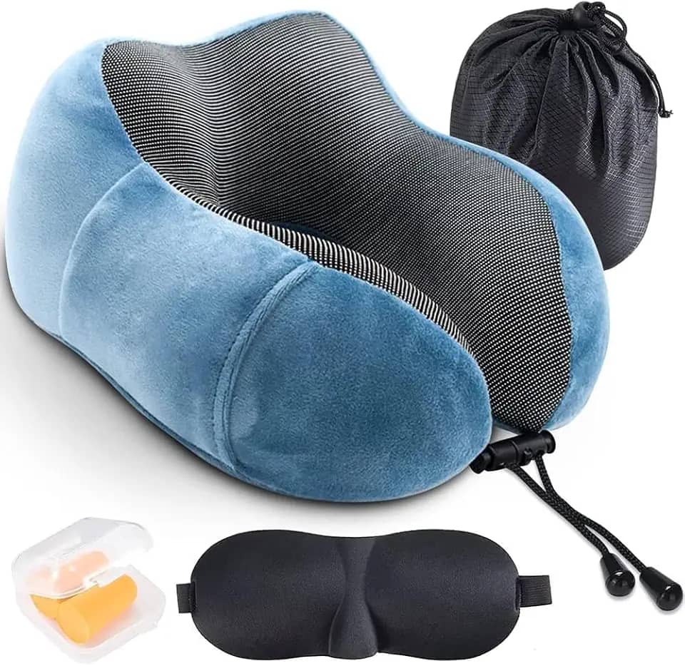 Almofada de Pescoço, Melhor Almofada Cervical de Espuma Viscoelástica, Almofada Macia para Apoiar a Cabeça Durante o Sono, Travesseiro Viagem, para Uso em Aviões, Carros e em Casa