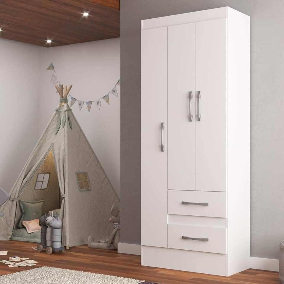 Guarda-roupa Infantil Tiana 3 Portas 2 Gavetas Branco