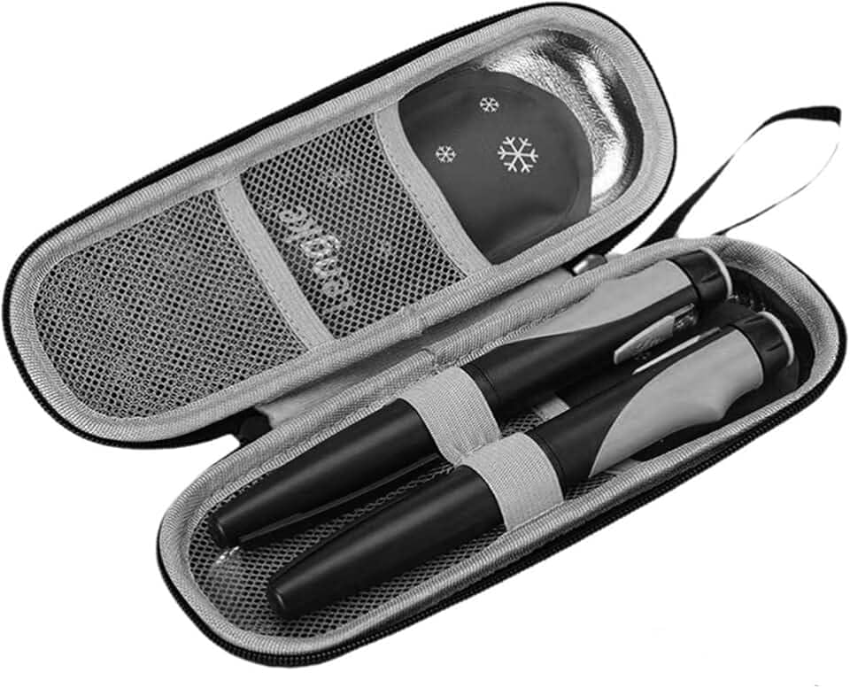 Estojo de viagem para caneta térmica de insulina com bolsas de gelo aprovadas, bolsa térmica de medicamentos para diabéticos para canetas de insulina e armazenamento de suprimentos para diabéticos