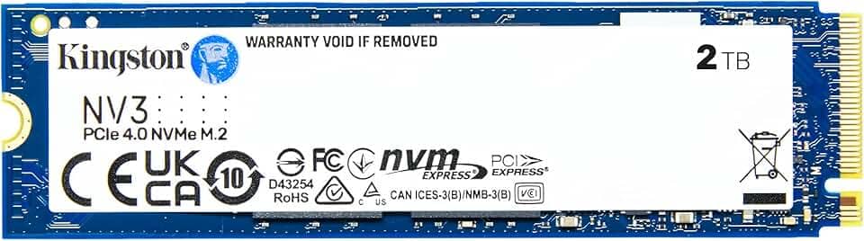 Kingston NV3 2TB M.2 2280 NVMe SSD | PCIe 4.0 Gen 4x4 | Até 6000 MB/s | SNV3S/2000G