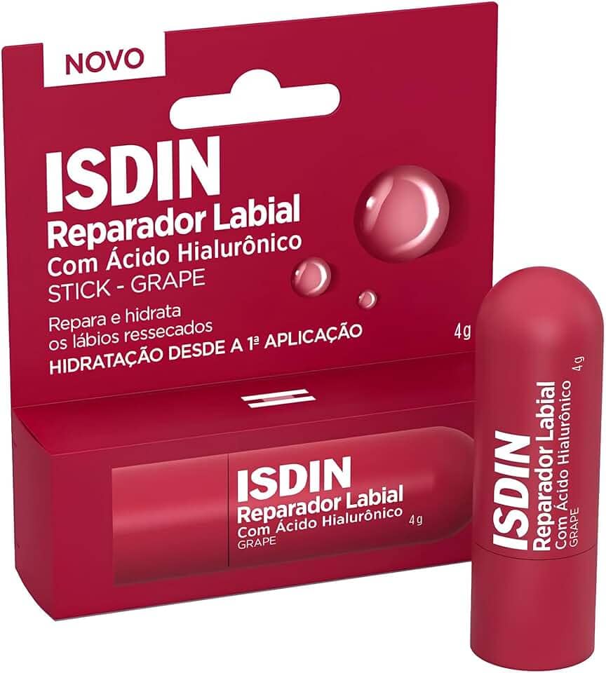 Reparador Labial Isdin Stick Grape com Ácido Hialurônico 4g - Bordô