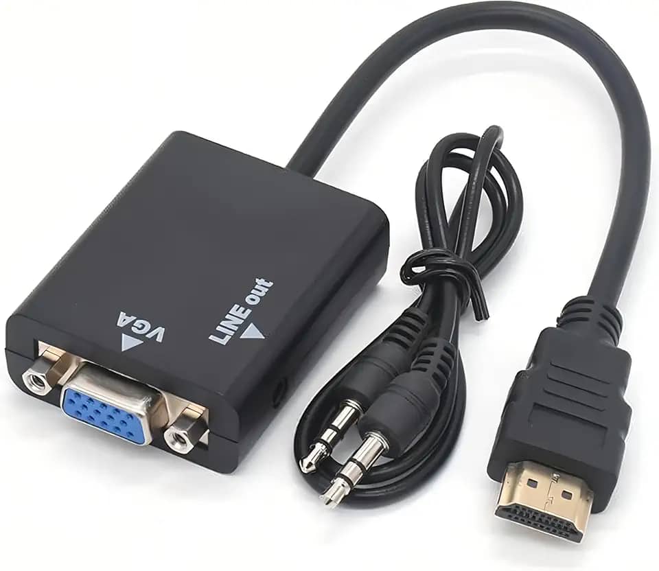 Cabo Conversor Adaptador Hdmi Para Vga Com Saída De Áudio E Cabo P2