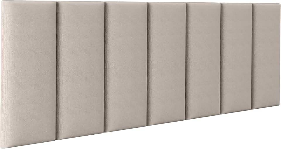 Cabeceira Cama Box Casal Kit C/ 7un Modulos Estofados Adesivo (Bege)