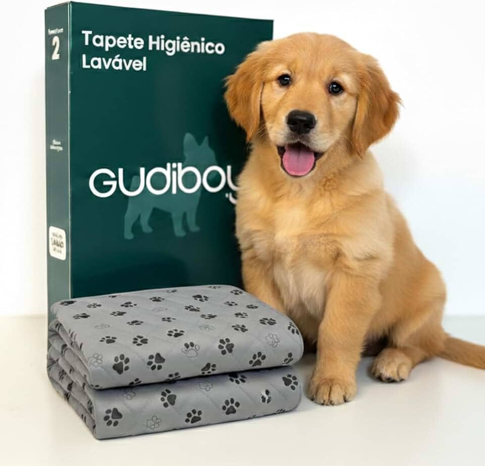 Tapete Higiênico Pet Reutilizável, Cerca de 1 ano de Uso, Material de Qualidade, Lavável, 60cmx60cm, Para Raças de Porte Médio e Pequeno - 2 Unidades