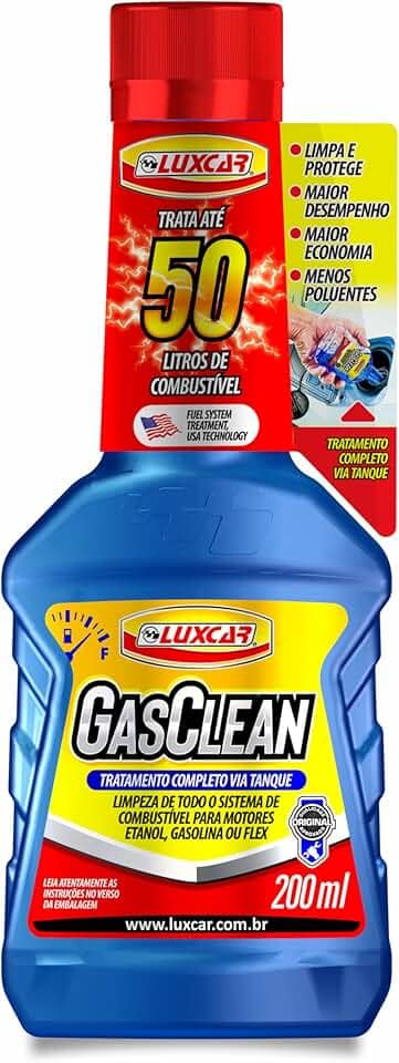 Luxcar Aditivo para Combustível GasClean 200 ml – Gasolina, Etanol ou Flex – Limpa e protege o sistema de injeção - Melhora desempenho e maior economia
