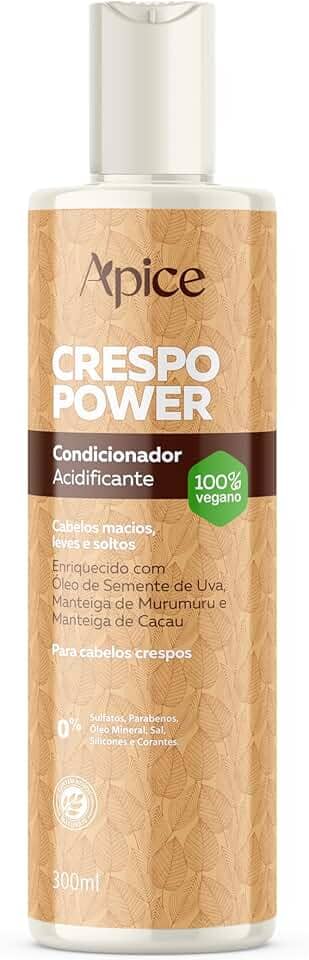 Ápice Condicionador Crespo Power Acidificante | Tratamento da Porosidade com Óleo de Semente de Uva e Manteigas Vegetais | 300ml