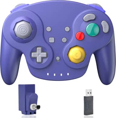 2.4 GHz Wireless GameCube Controller Switch Online Controller, USB Receiver & NGC Receiver, Compatible with Windows PC iOS Mac Raspberry Pi, GameCube/Switch - (Rechargeable) (Plug and Play) Indigo