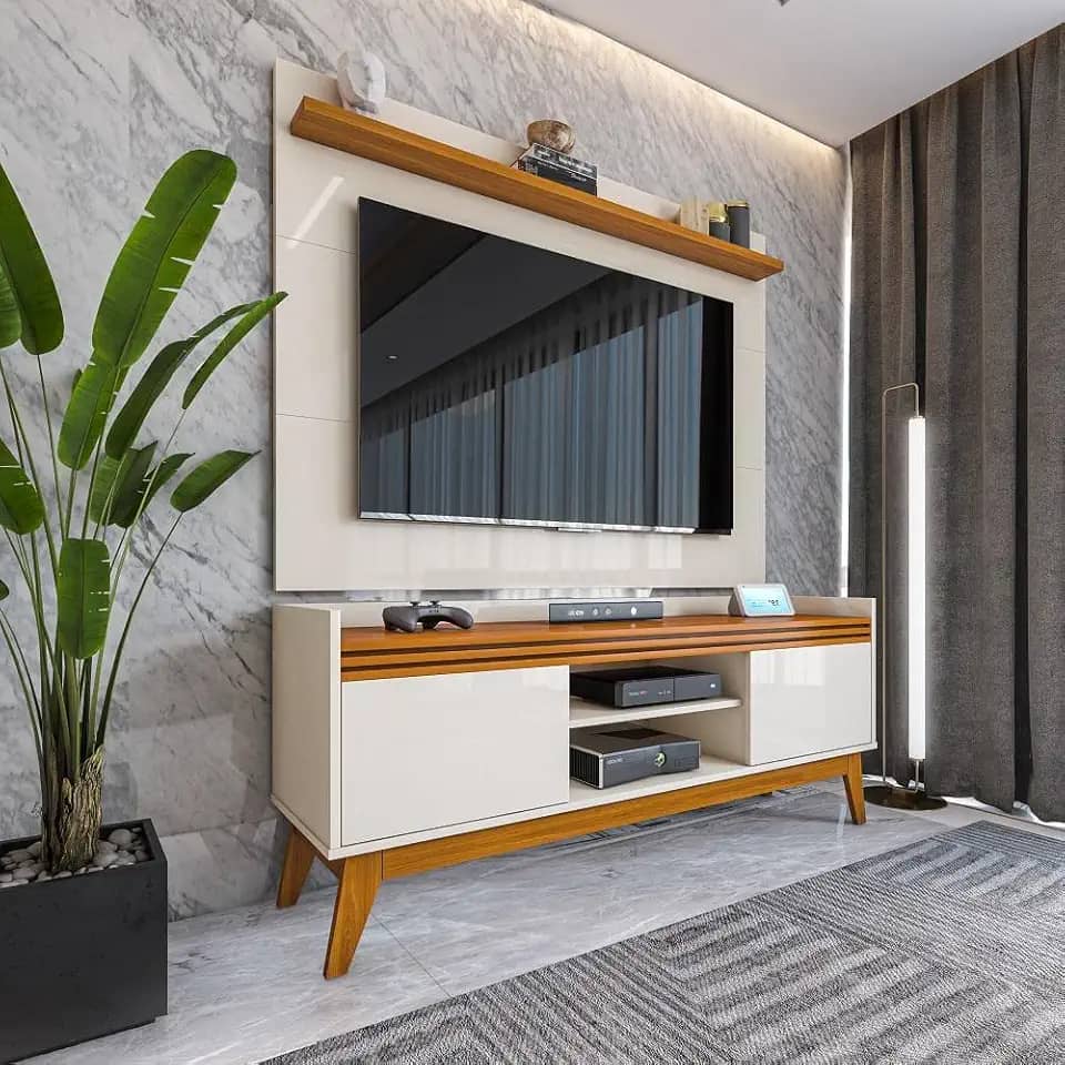 VIANOSSA - Rack ripado 2 Portas com Painel para Tv 50 Polegadas Astúrias 136cm