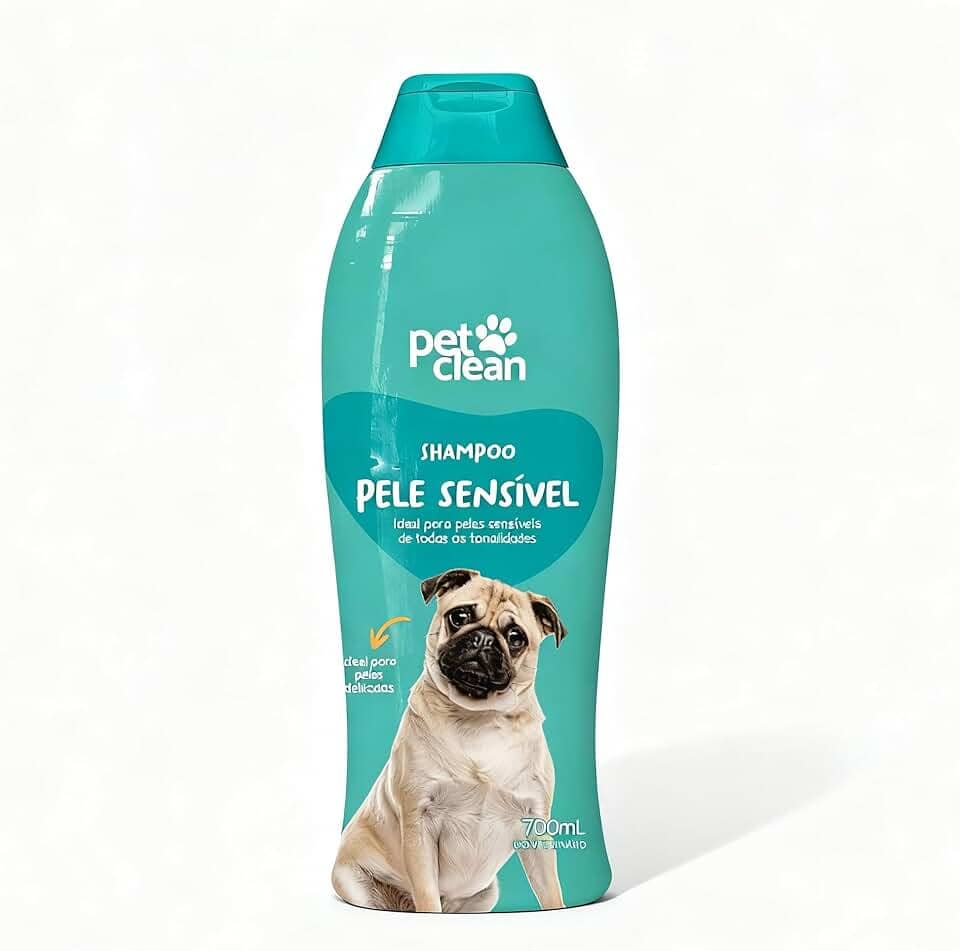 Pet Clean Shampoo para Pele Sensível, Fórmula Suave para Cães e Gatos, 700ml, com Extrato de Aveia, para Pelos Macios e Brilhantes
