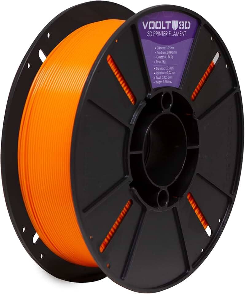 Voolt3D - Filamento PLA Laranja 1kg 1.75mm - Para Impressora 3D FDM - Nacional