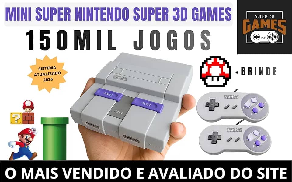Mini Super Nintendo com 150 mil jogos 2 controles - Super 3D Games [video game]