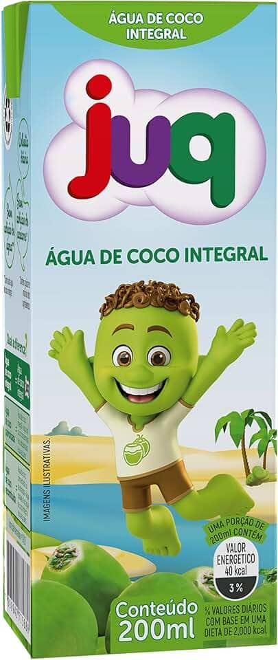 Suco JUQ 200 ML sem adiçao de açúcar e conservantes - Caixa com 24 unidades (Caixa 24 unid, Água de Coco)