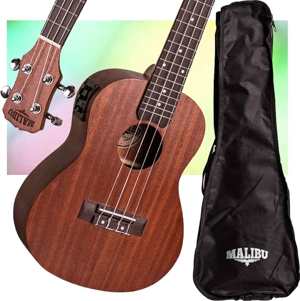 Ukulele Malibu Elétrico Concert 23SE Natural Com Capa