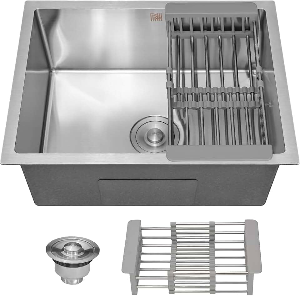 HOLTTER Kit Cuba Cozinha Gourmet Aço Inox 304 Resistente Corrosão Acompanha Cesto Escorredor Elegante Chique Fácil Limpeza Antirruído Embutir Sobrepor Cozinha Ilha Espaço Gourmet (Preta)