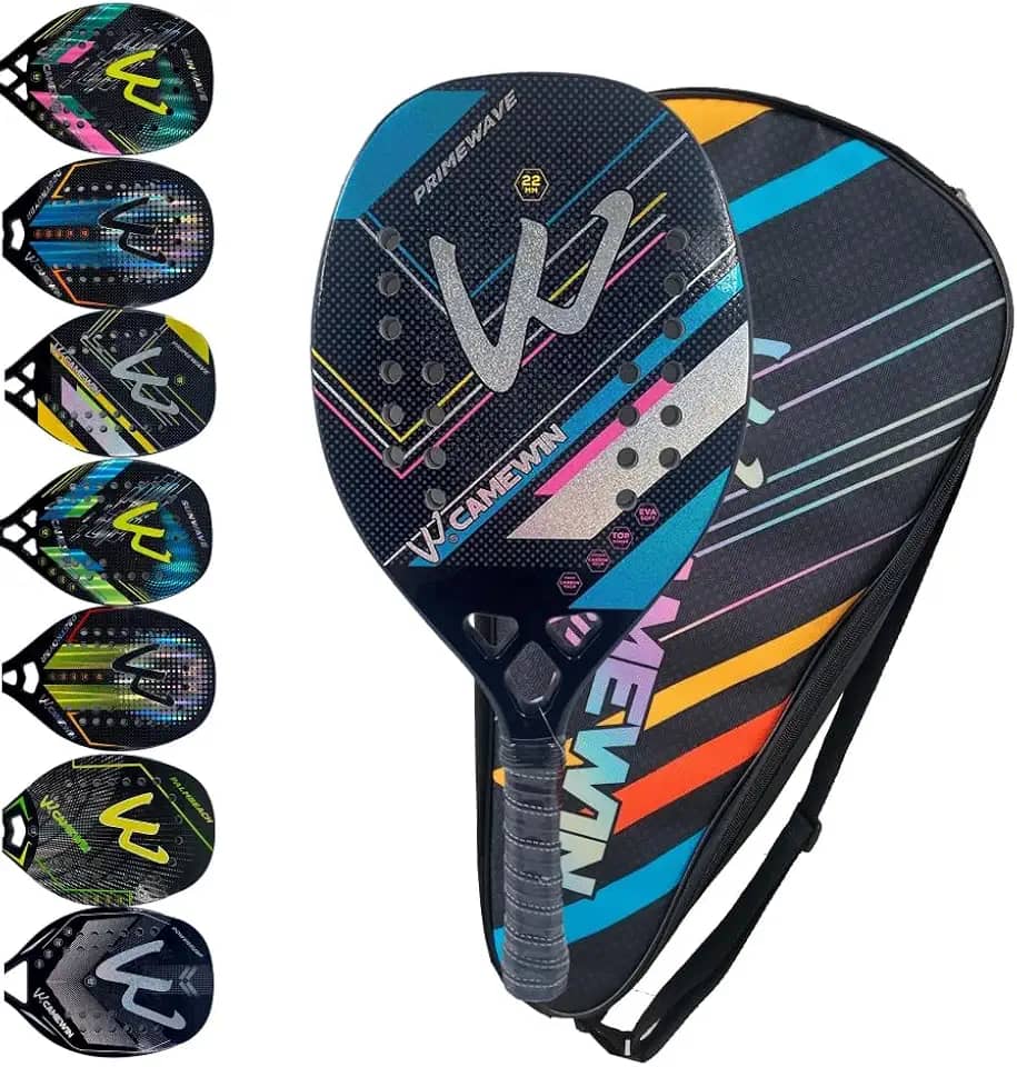 Raquete Beach Tennis Carbono 3K Profissional Com Capa Protetora Leve e Equilibrada