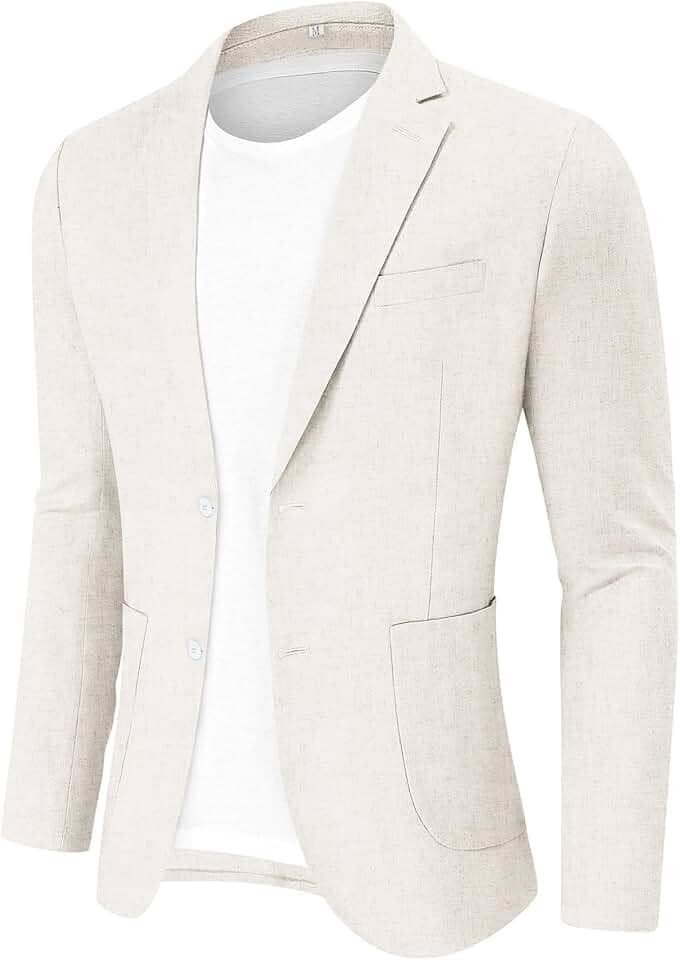 Blazer masculino casual de linho, casaco esportivo com dois botões, jaqueta leve para uso diário