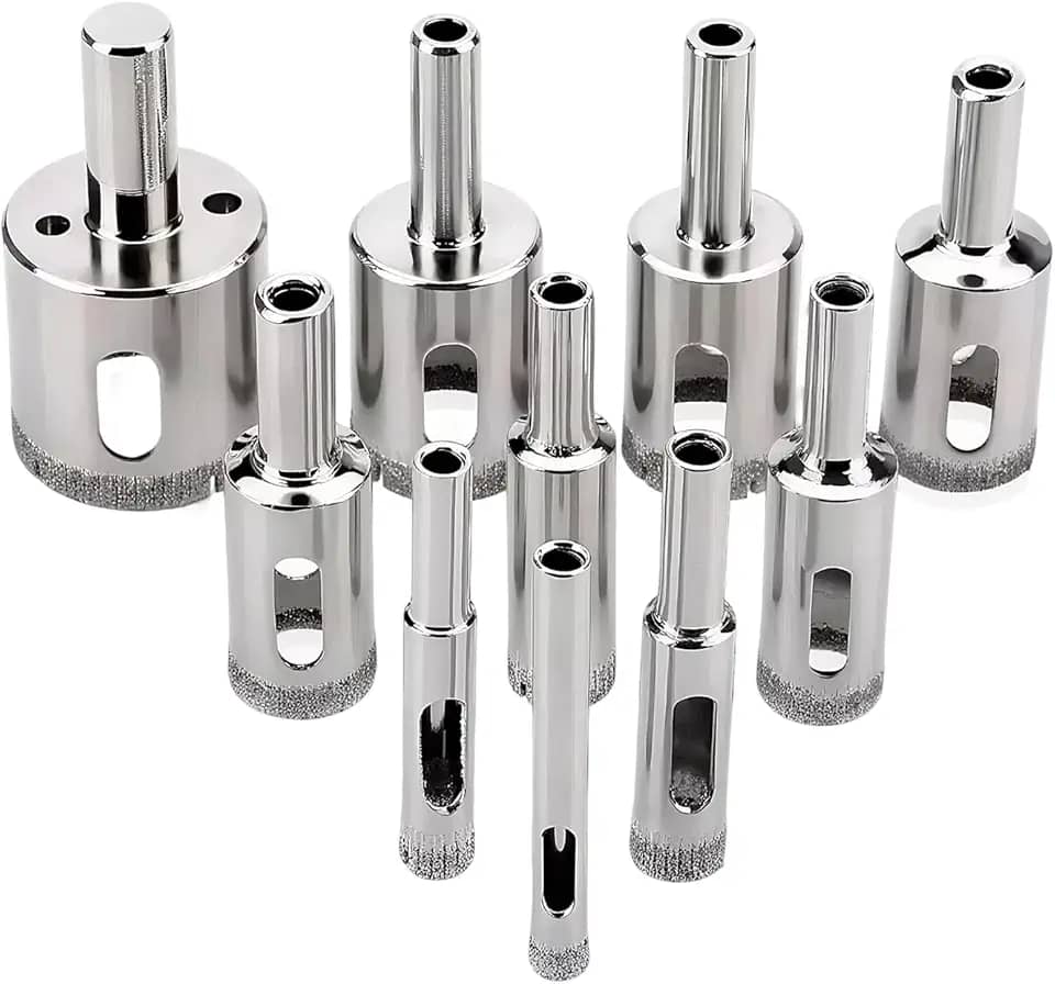Broca Diamantada para Porcelanato 10 Peças - 6 a 30mm - Broca de Diamante para Vidro, Cerâmica, Mármore, Azulejo e Alvenaria