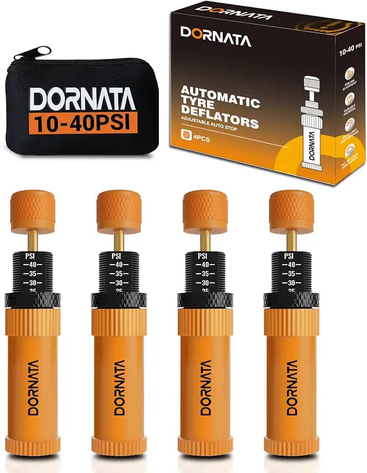 Deflator de pneu ajustável Auto-Stop (10-40 PSI) Acessórios Offroad Kit de haste de válvula 4 x 4 Pneus Air Down Tool para caminhão, picape, motocicleta, Jeep etc. (Laranja)