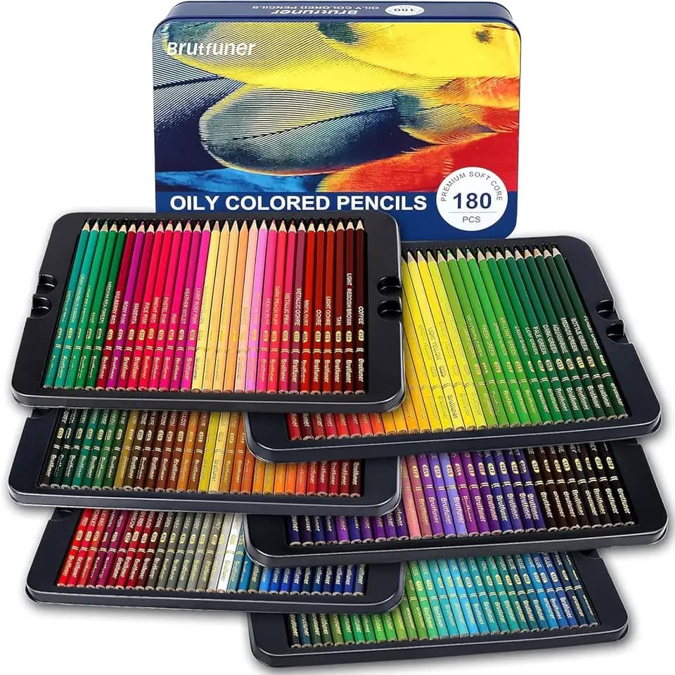 LBW 180 lápis de cor para livros de colorir adultos, 12 lápis metálicos, núcleo macio à base de óleo, conjunto profissional de lápis de cor para artistas iniciantes, ideal para desenhar, colorir