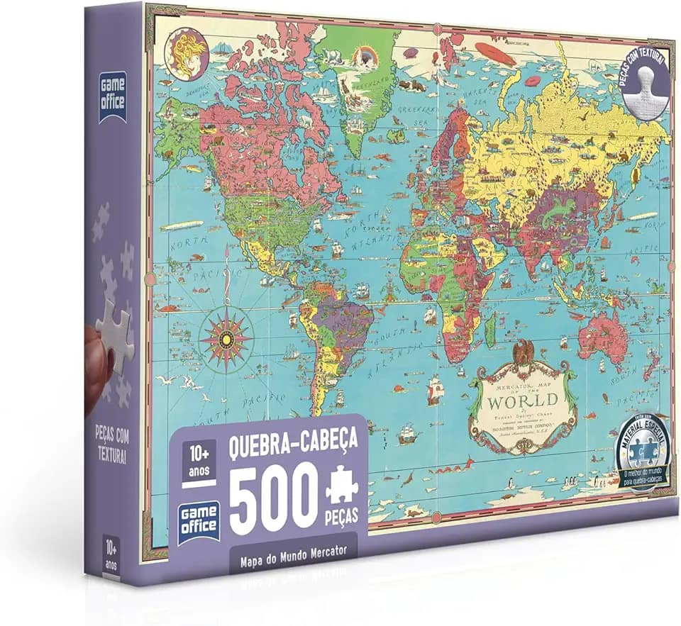 Toyster - Quebra-cabeça: Mapa do Mundo Mercator - 500 peças - Game Office