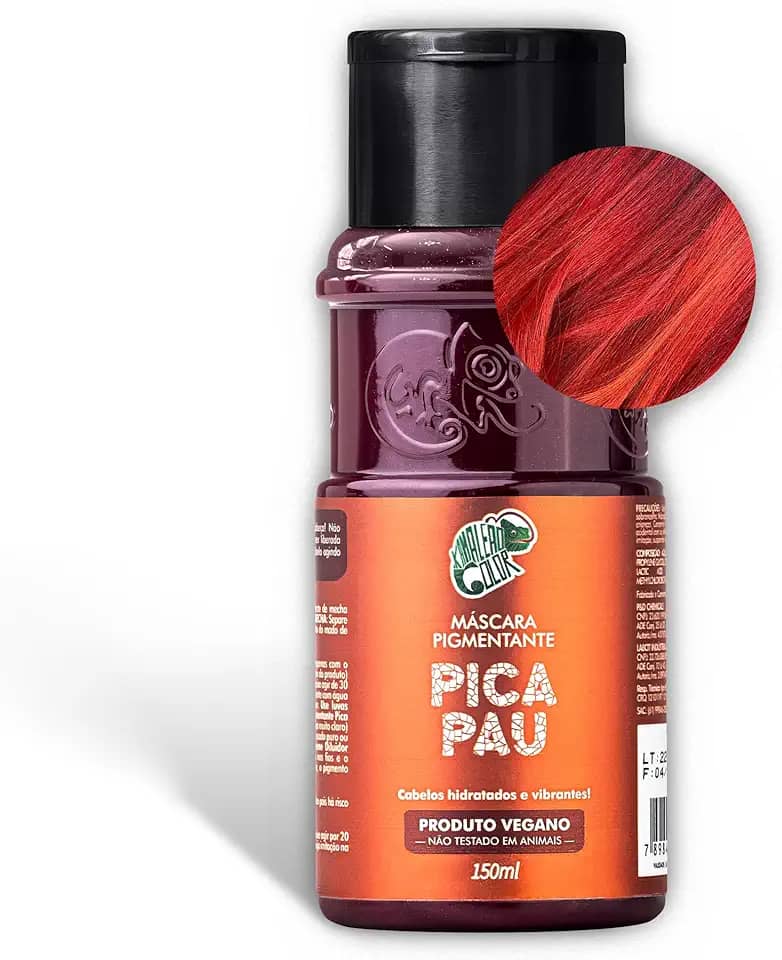 Kamaleão Color – Máscara Pigmentante Semi-Permanente, Pica Pau - Cores Vibrantes e Hidratação Intensa – Low Poo, Vegano, Cruelty Free – 150ml
