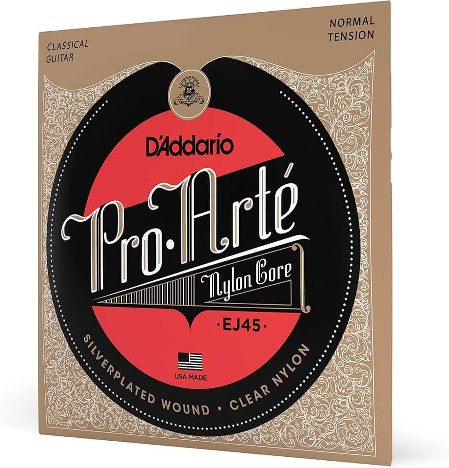 Encordoamento Para Violão Nailon Prata/Transparente D'Addario Pro-Arté Nylon Core EJ45