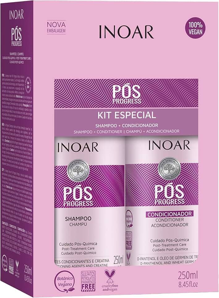 Kit Duo Shampoo e Condicionador Pós Progress, Inoar, 250 Ml