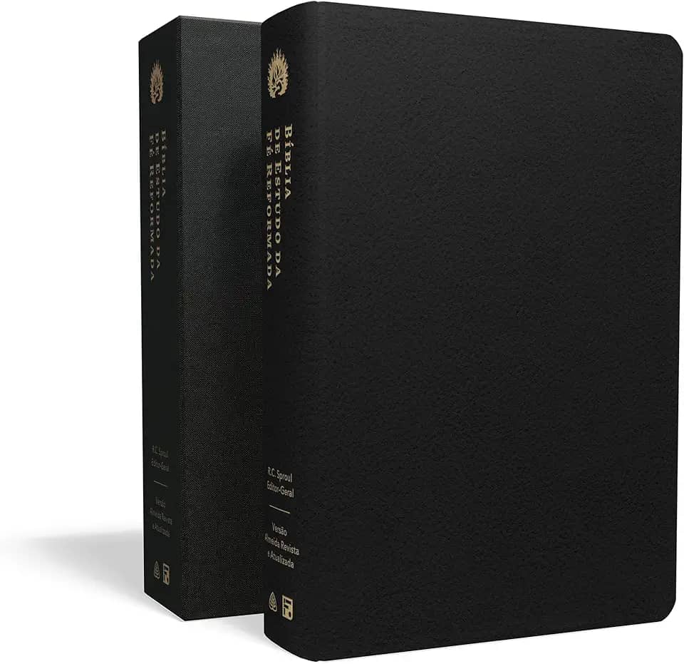 A Bíblia de Estudo da Fé Reformada: Capa Couro Legítimo Preto e Estojo