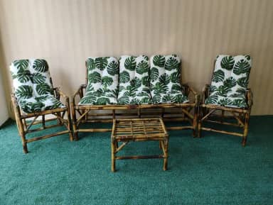 Conjunto 5 lugares jogo de cadeiras de bambu kitcompleto sofá móveis poltonas