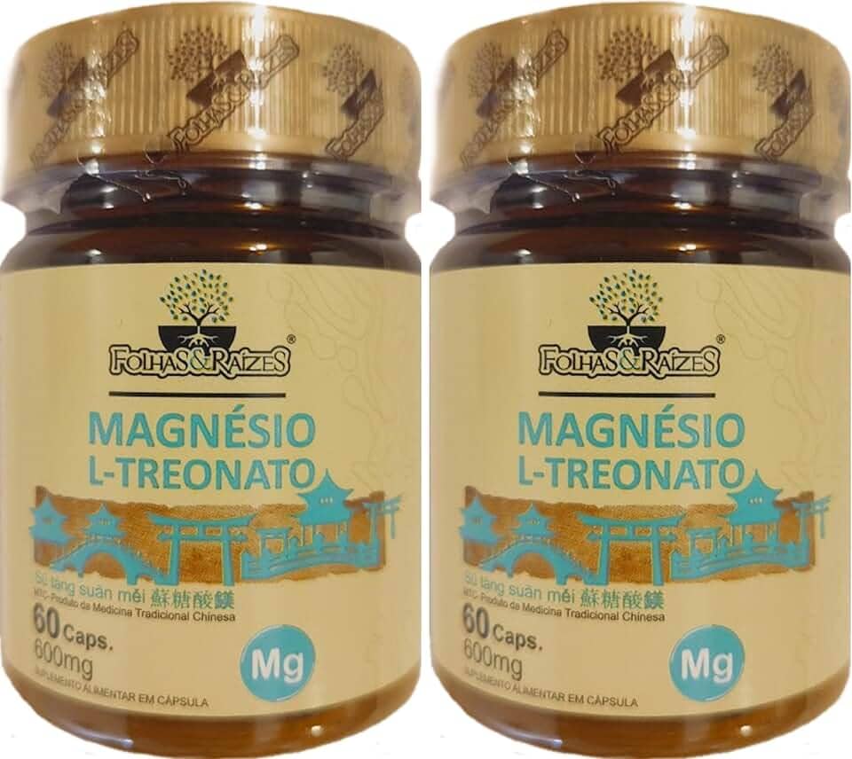 Magnésio L-Treonato Folhas & Raízes 60 Cápsulas Kit 2 Unidades