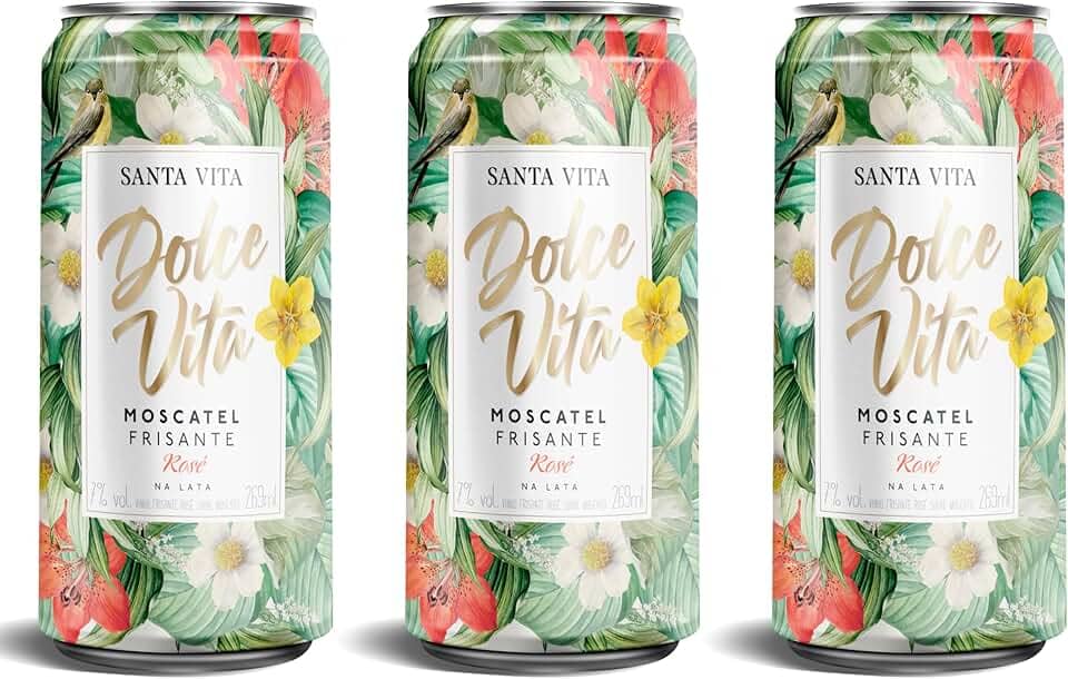 Vinho Rose Frisante Santa Vita Moscatel Lata 269ml (3 Unidades)