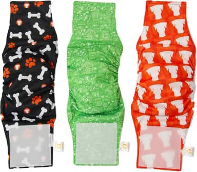 PETTING IS CARING Envoltórios para cães machos laváveis ​​e reutilizáveis ​​Fraldas com faixa para o ventre Materiais duráveis ​​e laváveis ​​à máquina - Conjunto de 3 unidades