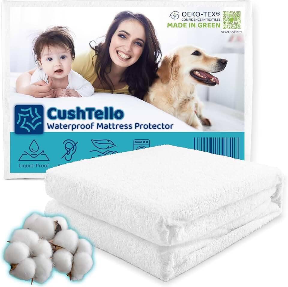 Protetor de colchão 100% à prova d'água, capa de cama king size – capa de colchão de mistura de algodão 180 g/m², protetor de cama king size, impermeável, sem ruído, macio, respirável e