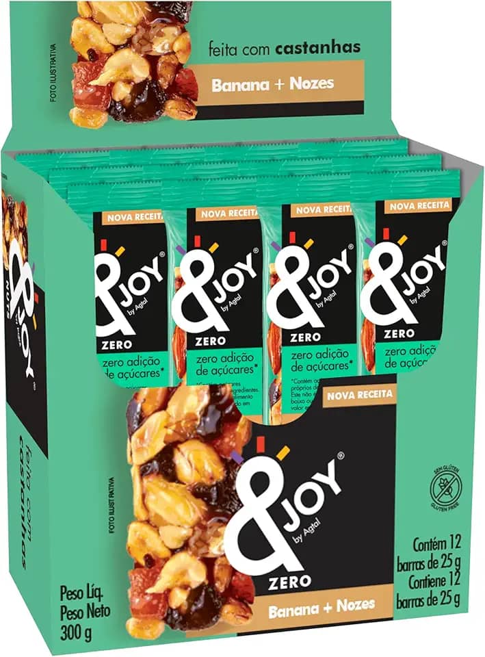 Enjoy Barra De Castanhas Zero - Banana e Nozes Display 300 G