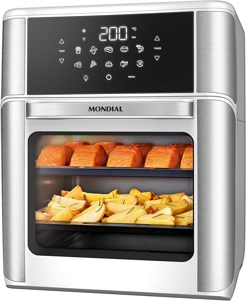 MONDIAL Fritadeira Air Fryer Forno Oven 12L, Branco/Inox, 2000W, 127V - AFON-12L-WI