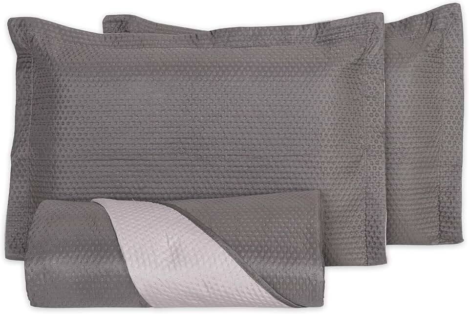 Kit Colcha Queen Cobre Leito 3 Peças Dupla Face Porta Travesseiro Aba Americana, Leve, Respirável, Macio (Caqui, Queen)