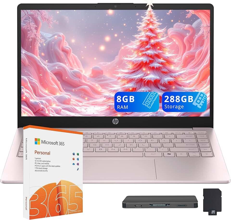 HP Stream Laptop HD de 14 polegadas para estudantes e negócios, processador Intel N150, 8 GB de RAM, Intel Graphics, 288 GB de armazenamento (128 GB UFS+conjunto de estação de ancoragem de 160 GB), 1