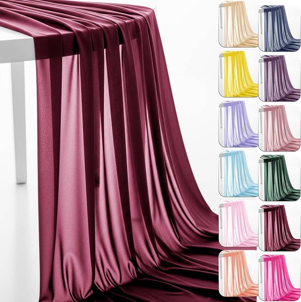 Tecido de chiffon de 152 cm da The Yard Tecido transparente pré-cortado para arco de casamento tecido drapeado cortina cachecol decoração de pano de fundo de festa decoração de teto (vinho, 1 jarda)